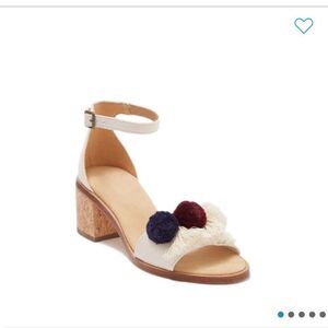 NIB Saludos Capri Pom Pom Heel Sandal